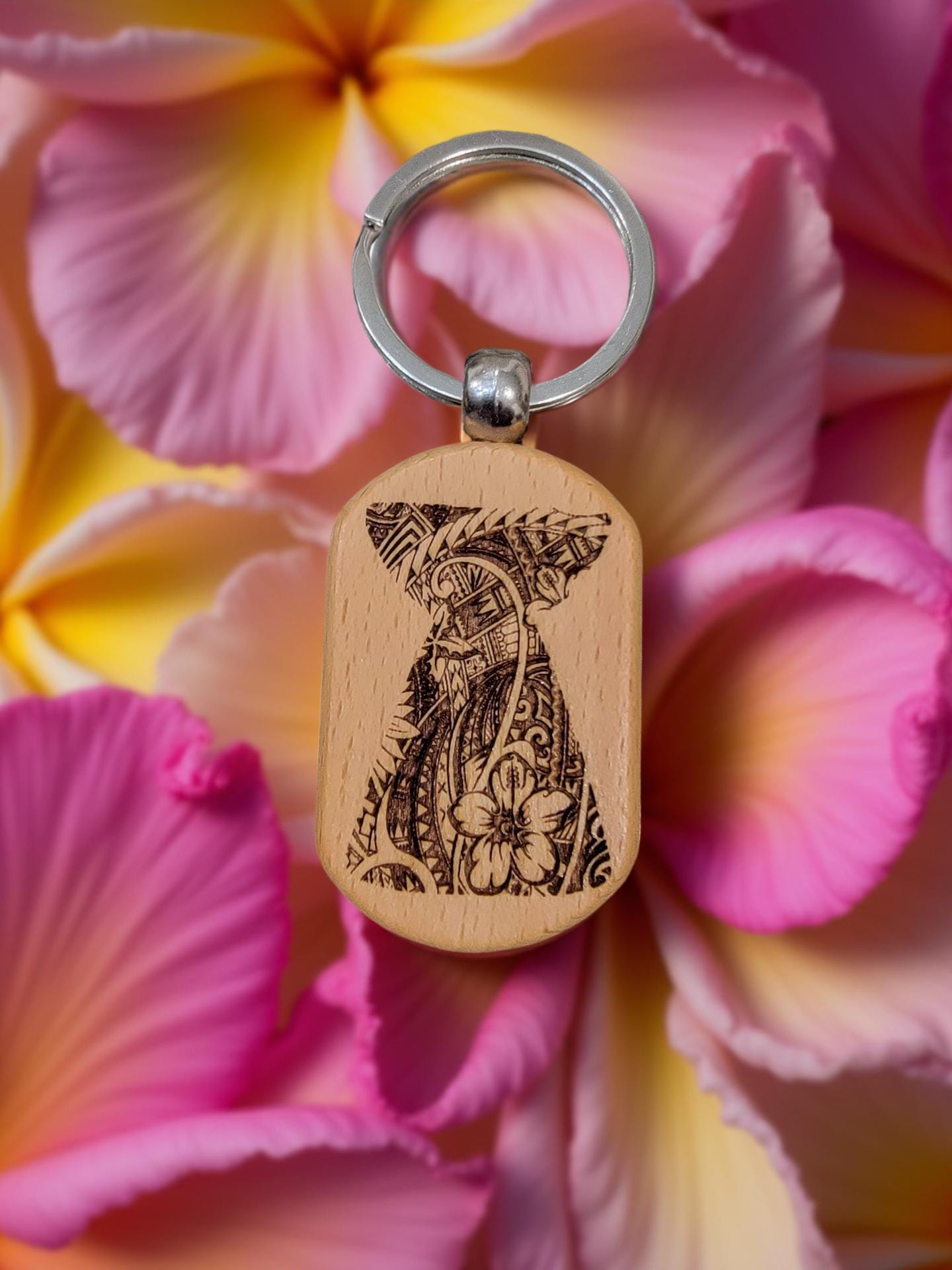 Custom Solid Bamboo Keychain – Personalized Laser Engraved Design | Eco-Friendly Island Pride Accessory