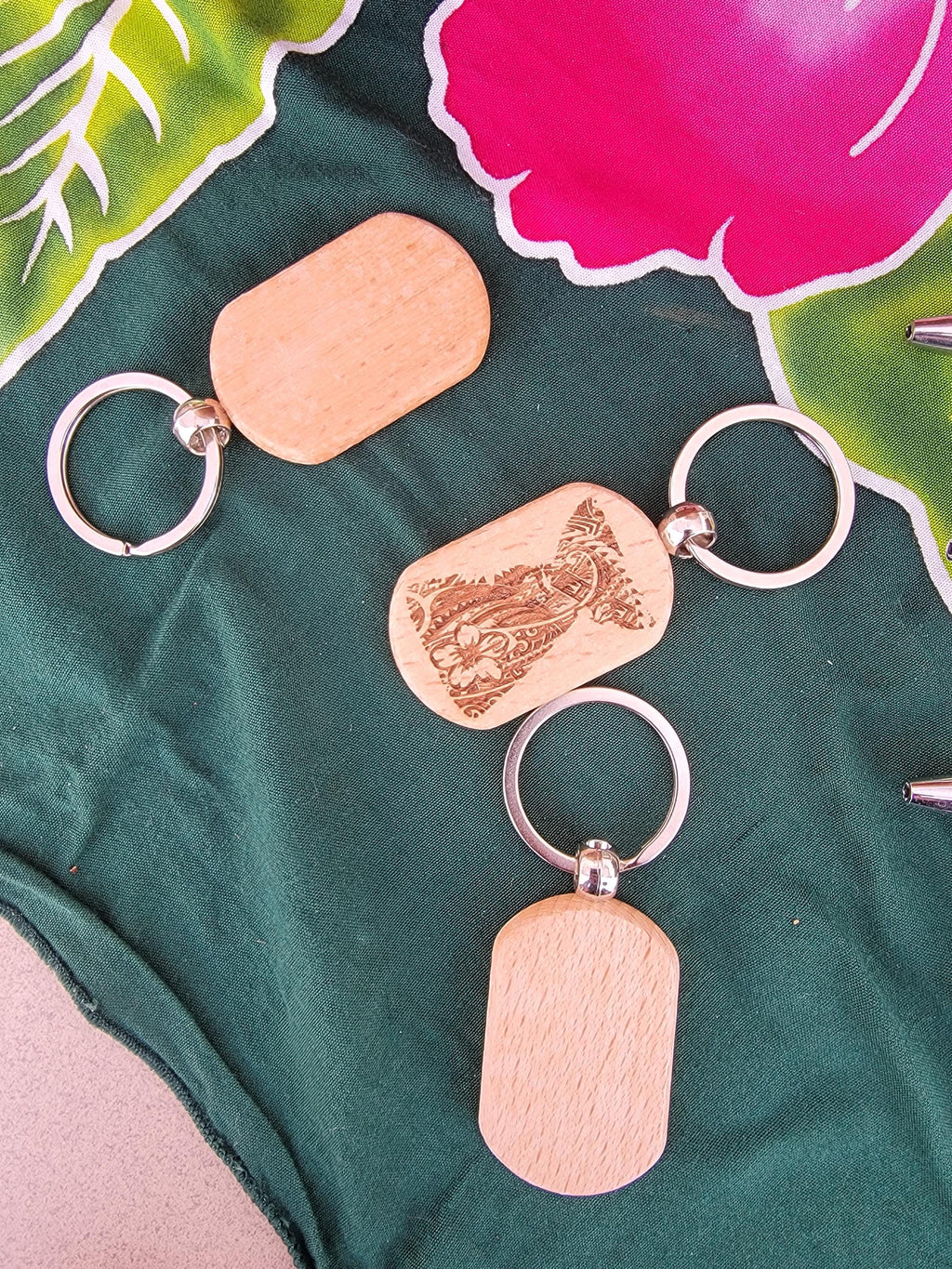 Custom Solid Bamboo Keychain – Personalized Laser Engraved Design | Eco-Friendly Island Pride Accessory