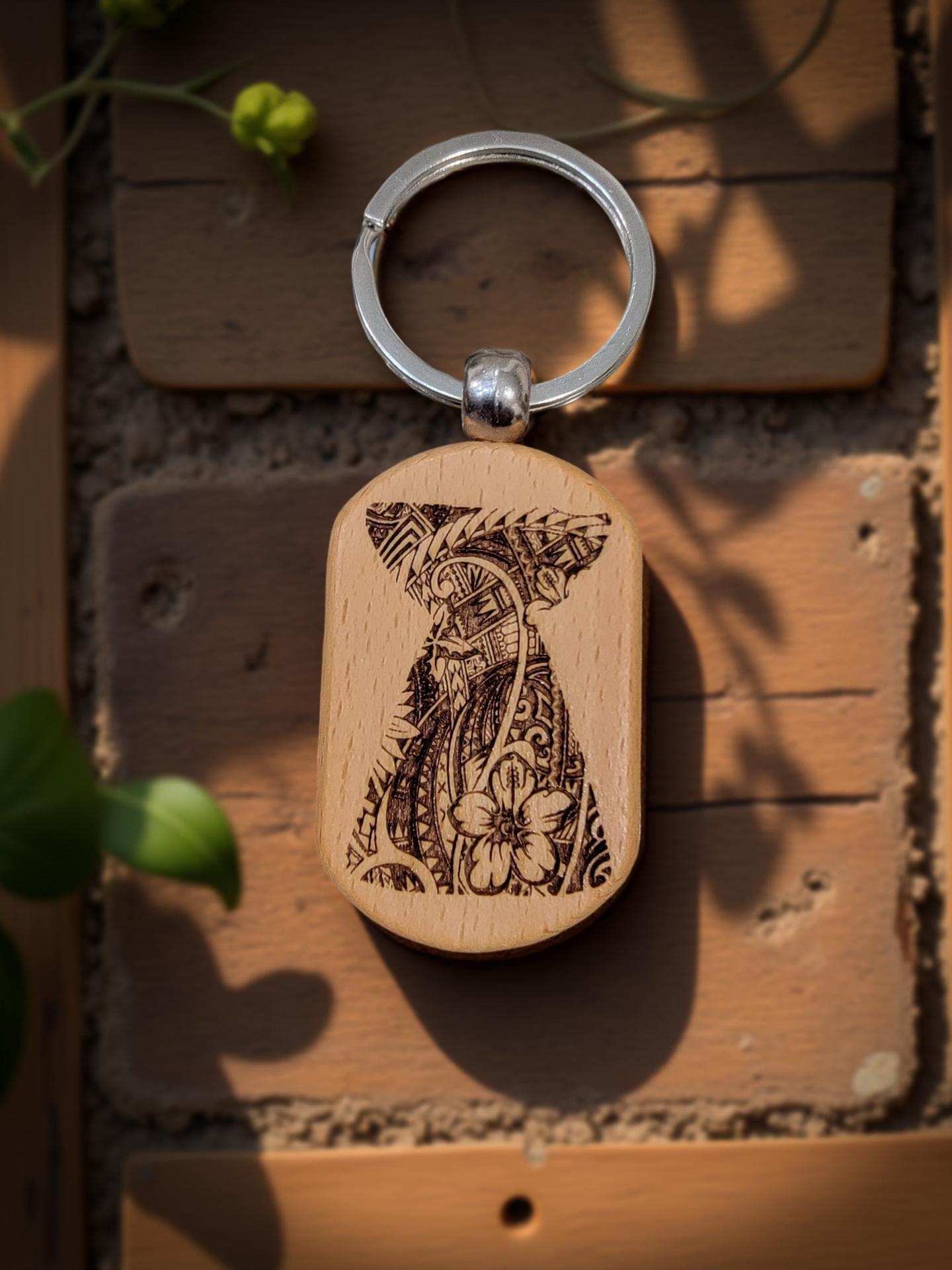 Custom Solid Bamboo Keychain – Personalized Laser Engraved Design | Eco-Friendly Island Pride Accessory