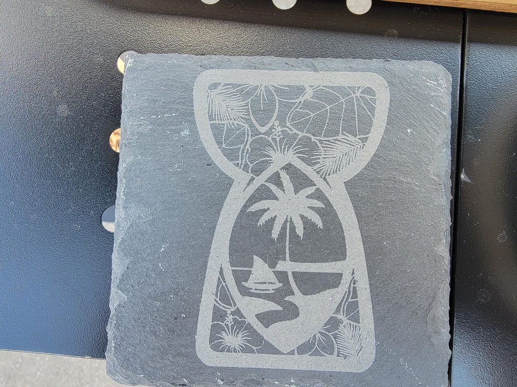 Guam Slate Coasters (Set of 4): Laser Engraved Island Pride Decor