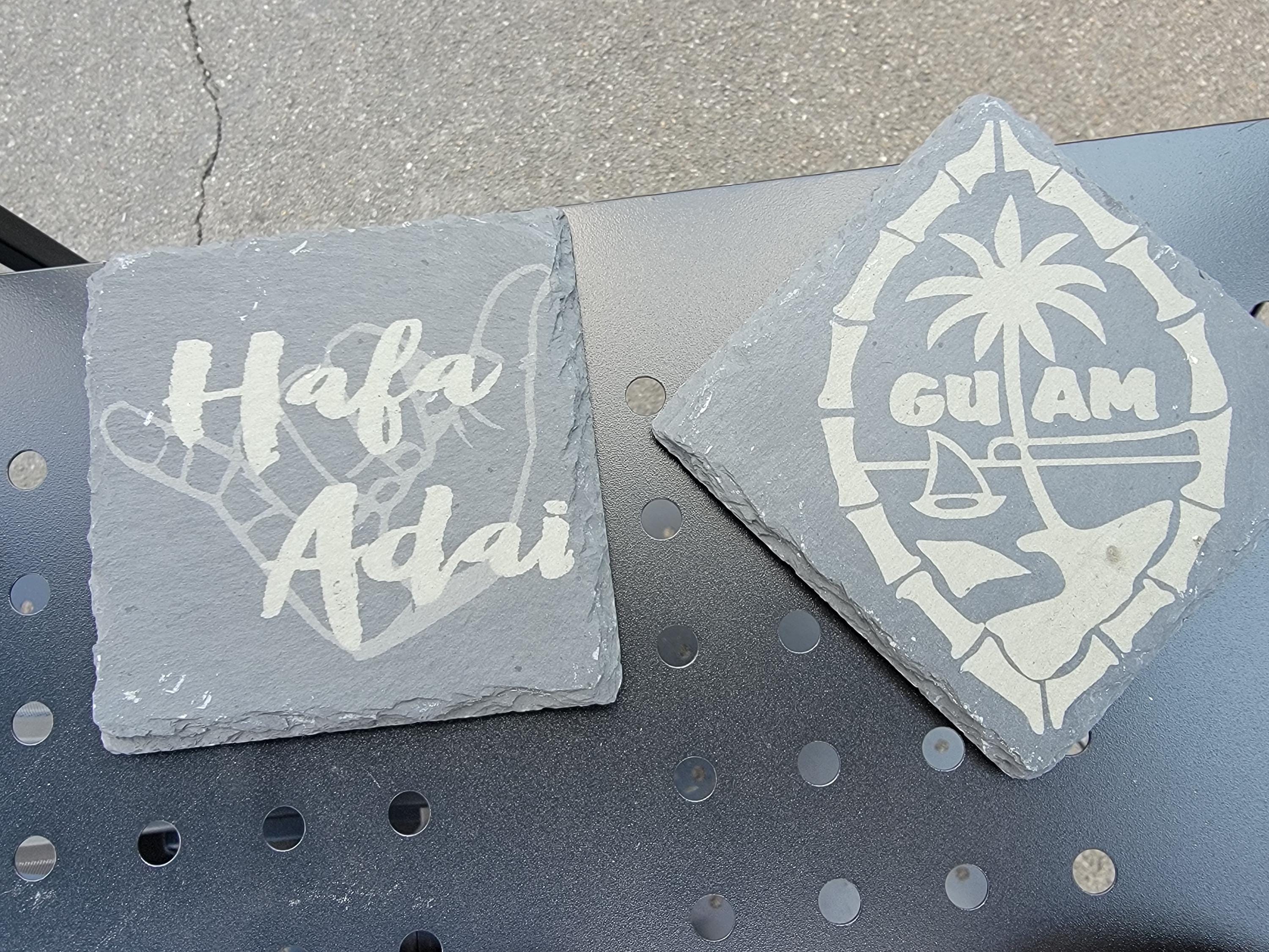 Guam Slate Coasters (Set of 4): Laser Engraved Island Pride Decor