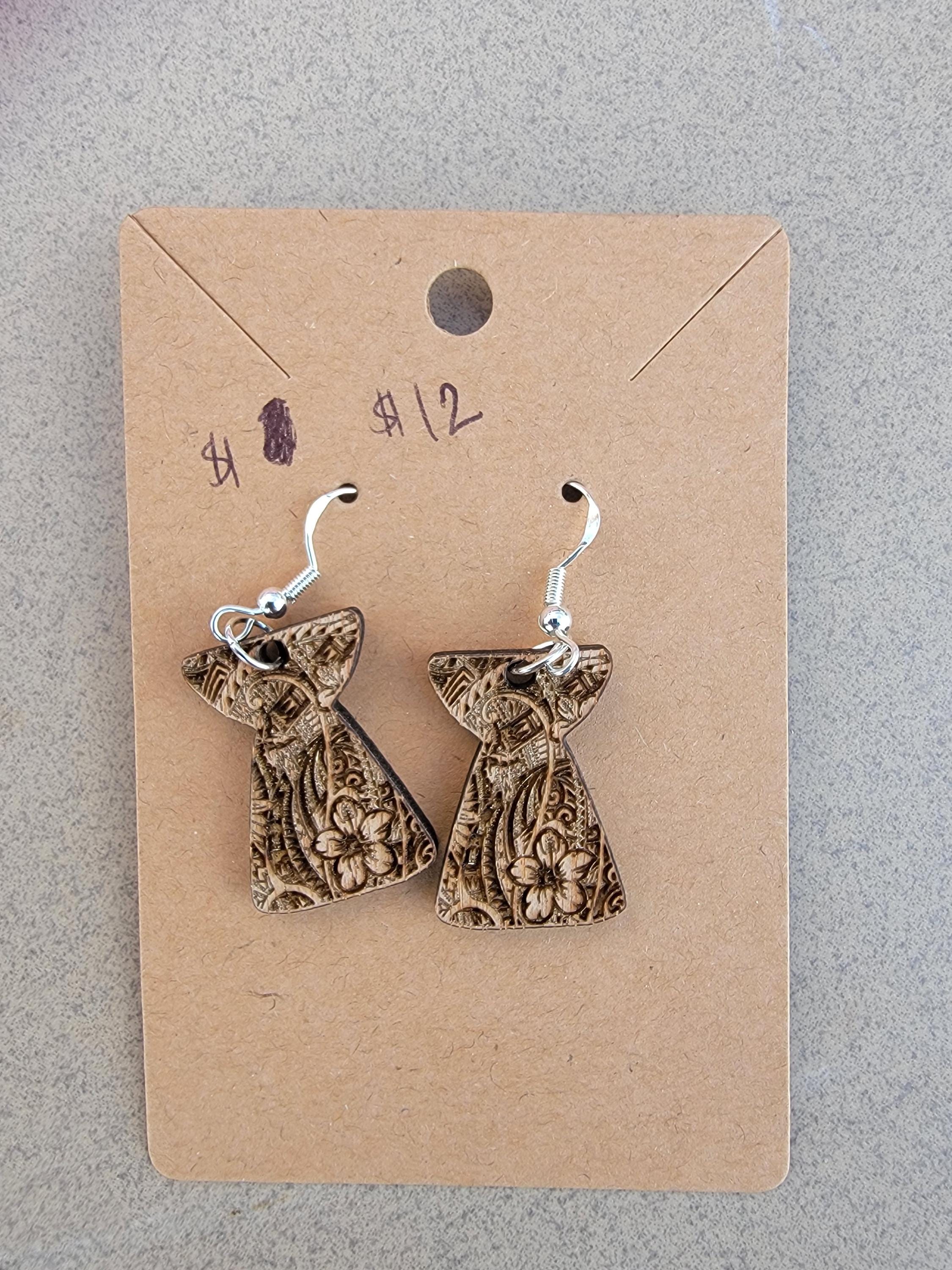 Chamorro Pride Earrings – Handcrafted Mahogany Latte Stone Design | CNMI Seal | Island Heritage Jewelry