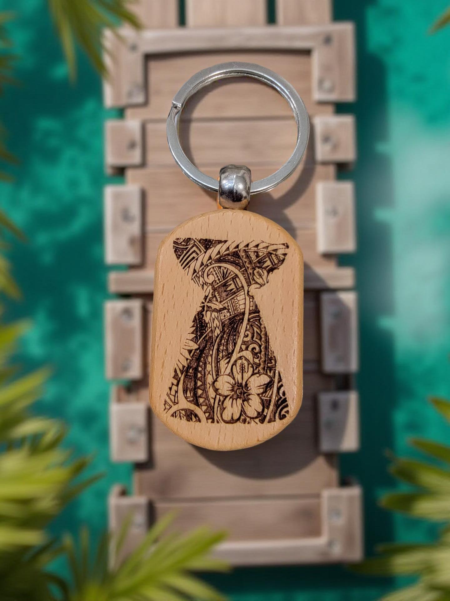 Custom Solid Bamboo Keychain – Personalized Laser Engraved Design | Eco-Friendly Island Pride Accessory