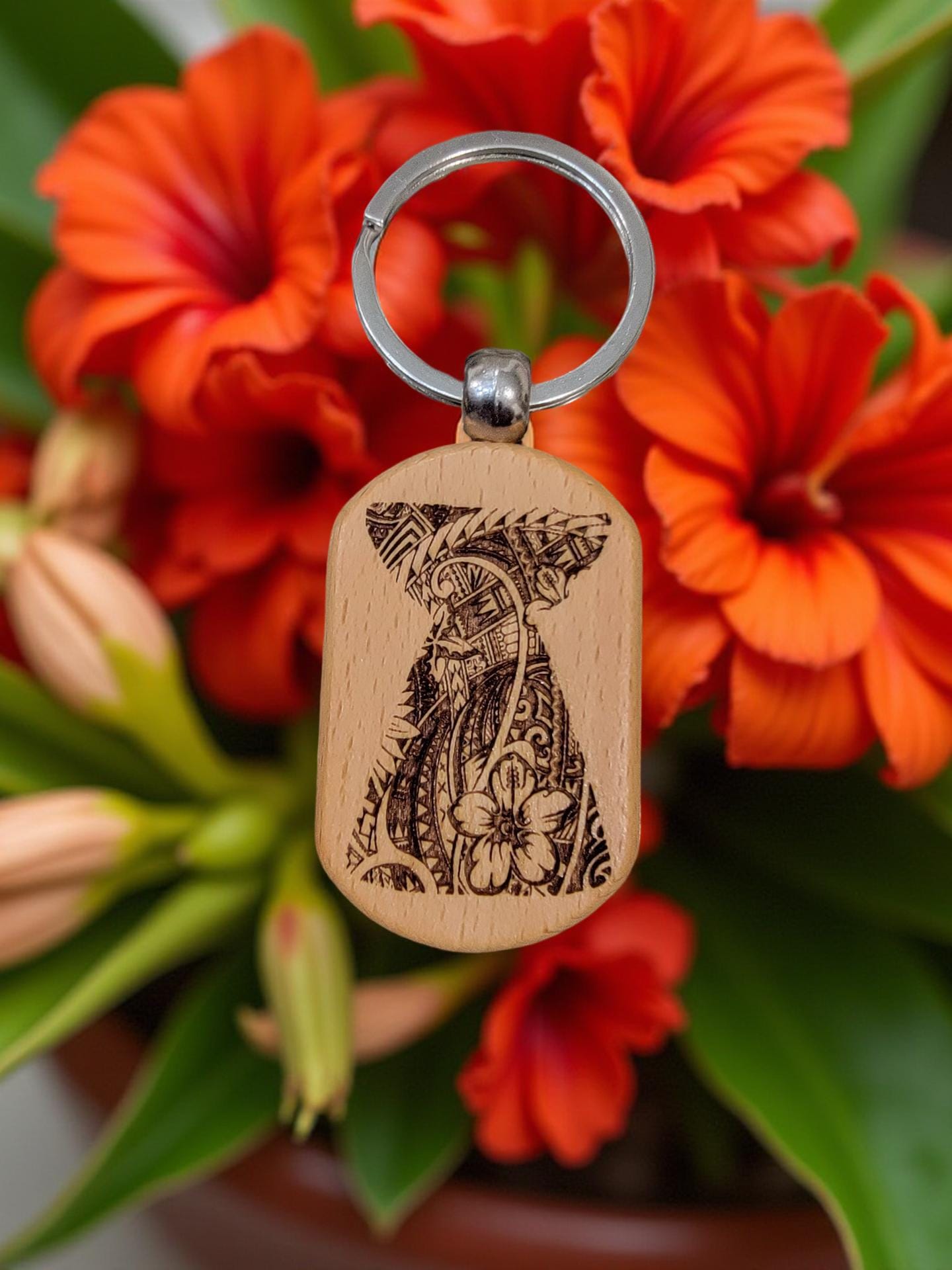 Custom Solid Bamboo Keychain – Personalized Laser Engraved Design | Eco-Friendly Island Pride Accessory