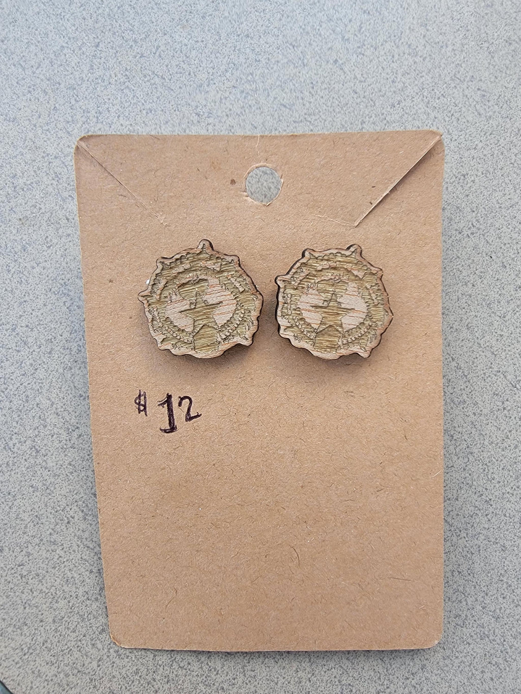 Chamorro Pride Earrings – Handcrafted Mahogany Latte Stone Design | CNMI Seal | Island Heritage Jewelry