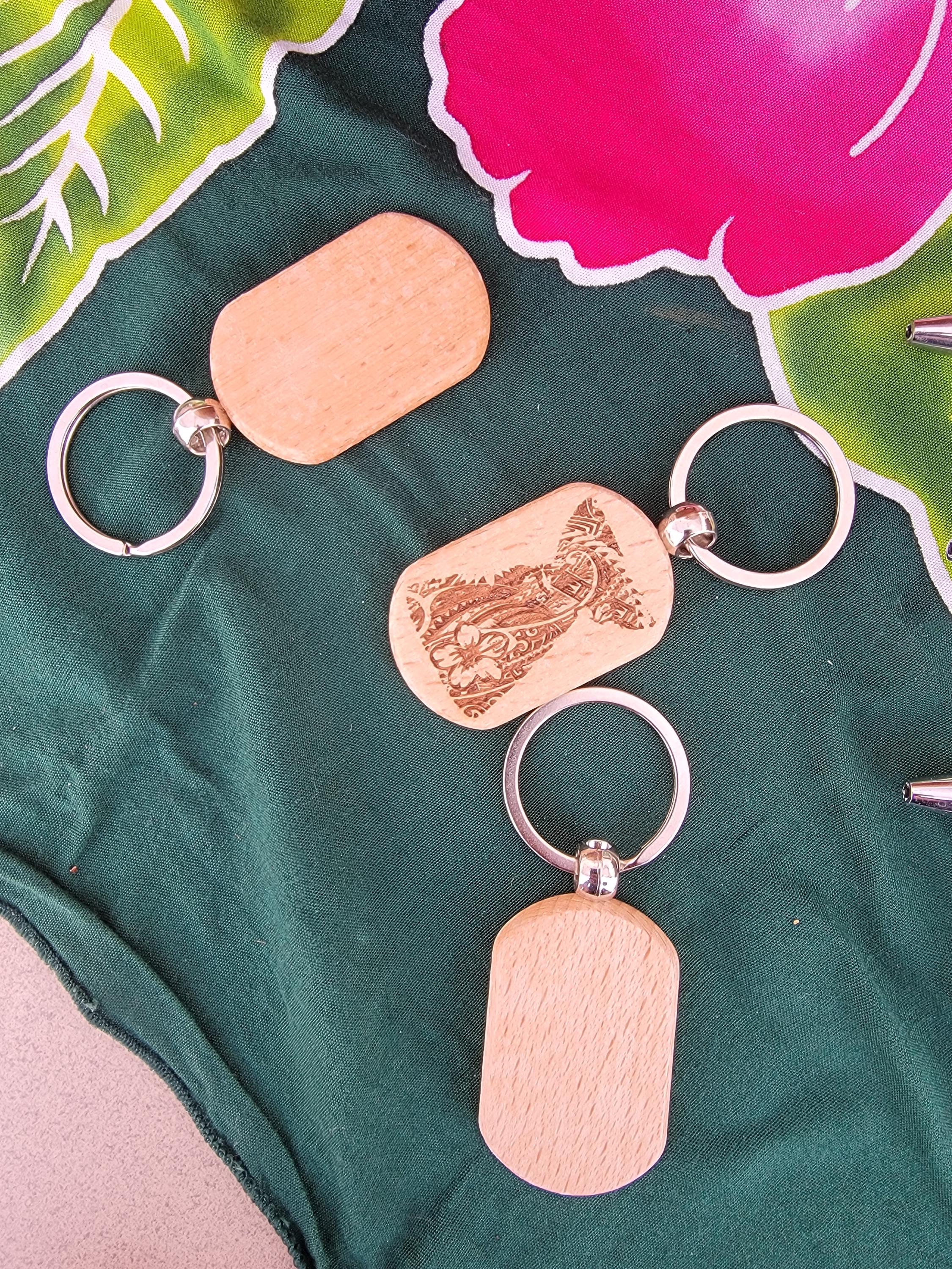 Custom Solid Bamboo Keychain – Personalized Laser Engraved Design | Eco-Friendly Island Pride Accessory