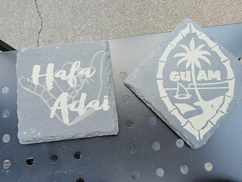 Guam Slate Coasters (Set of 4): Laser Engraved Island Pride Decor